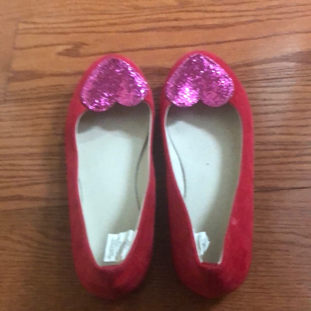 Sequin heart red flats❤️❤️❤️